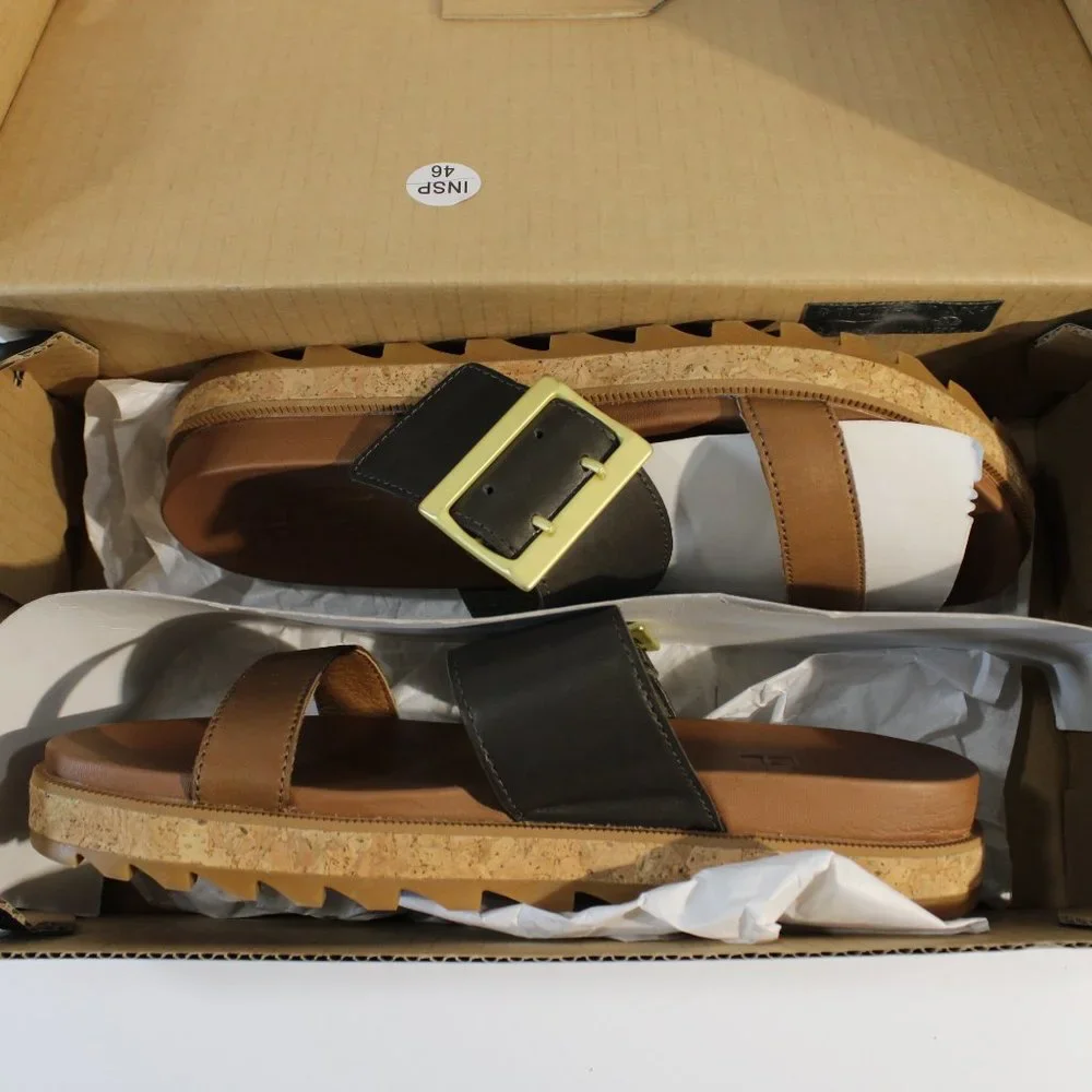 NIB Sorel Roaming Buckle Slides Velvet Tan 10 Women Sandal - Picture 2 of 7